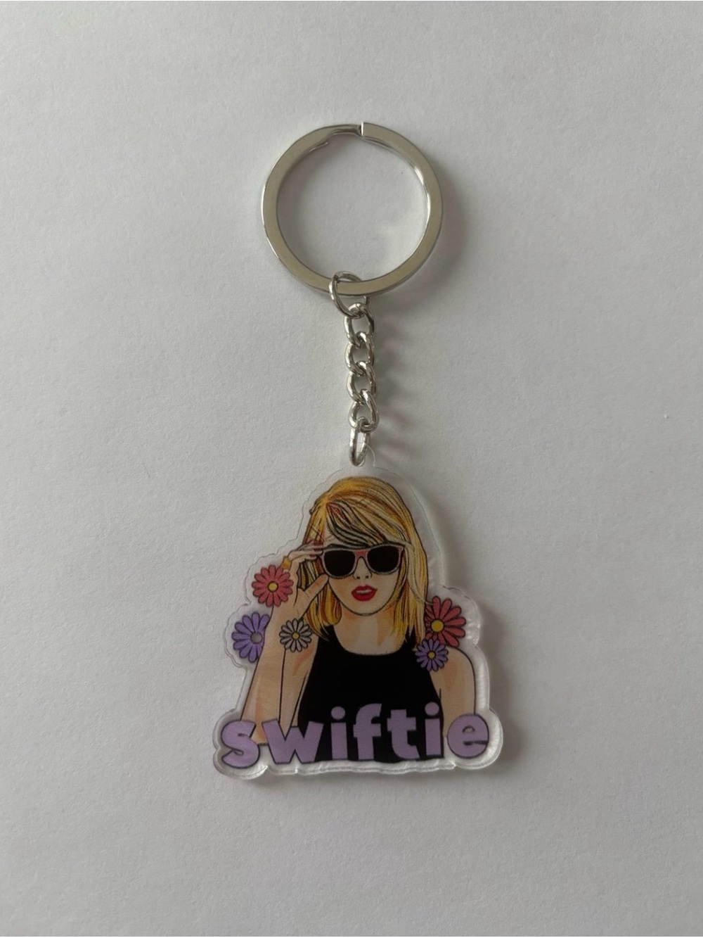 Taylor-Inspired Swiftie Acrylic Keychain in Black and Blonde